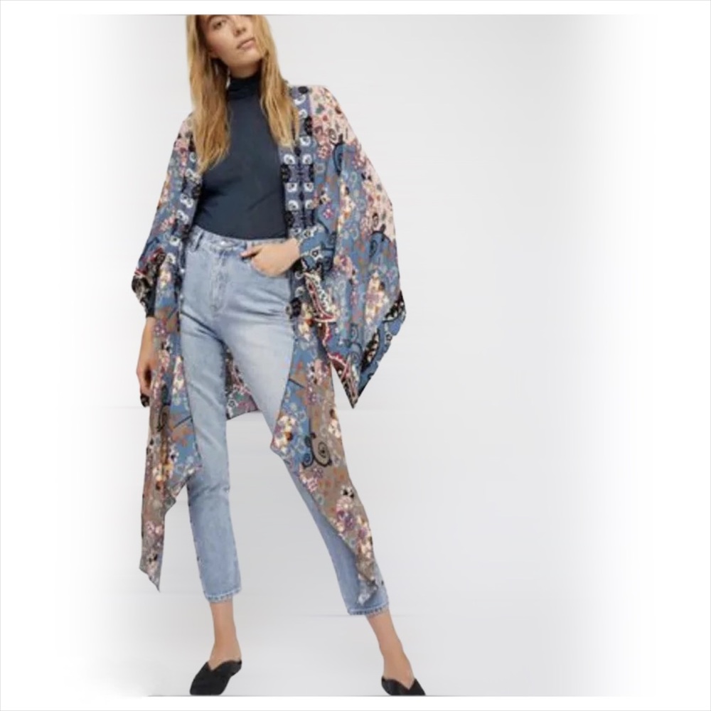 Free People Boho Printed Kimono One Size